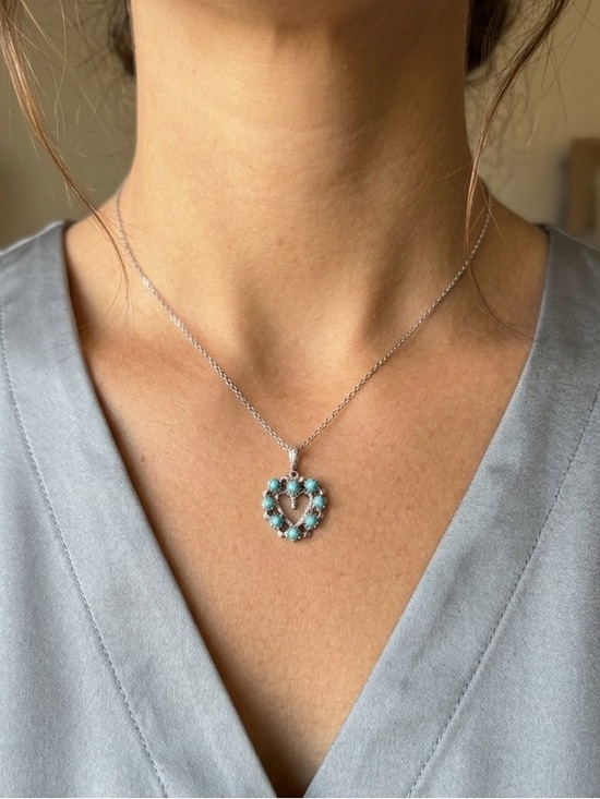 Jewelry - Turquoise Flower Cluster Pendant Necklace - Women Jewelry